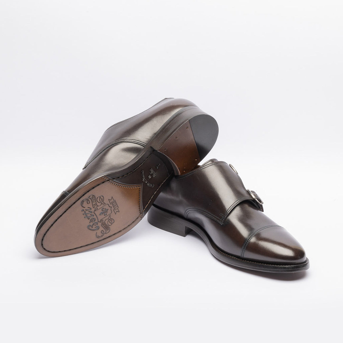 Botti 533 double buckle in brown leather