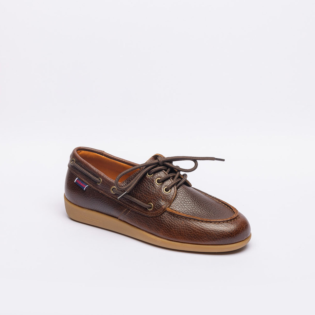 Stringata derby Sebago Gary Jobson in pelle martellata marrone