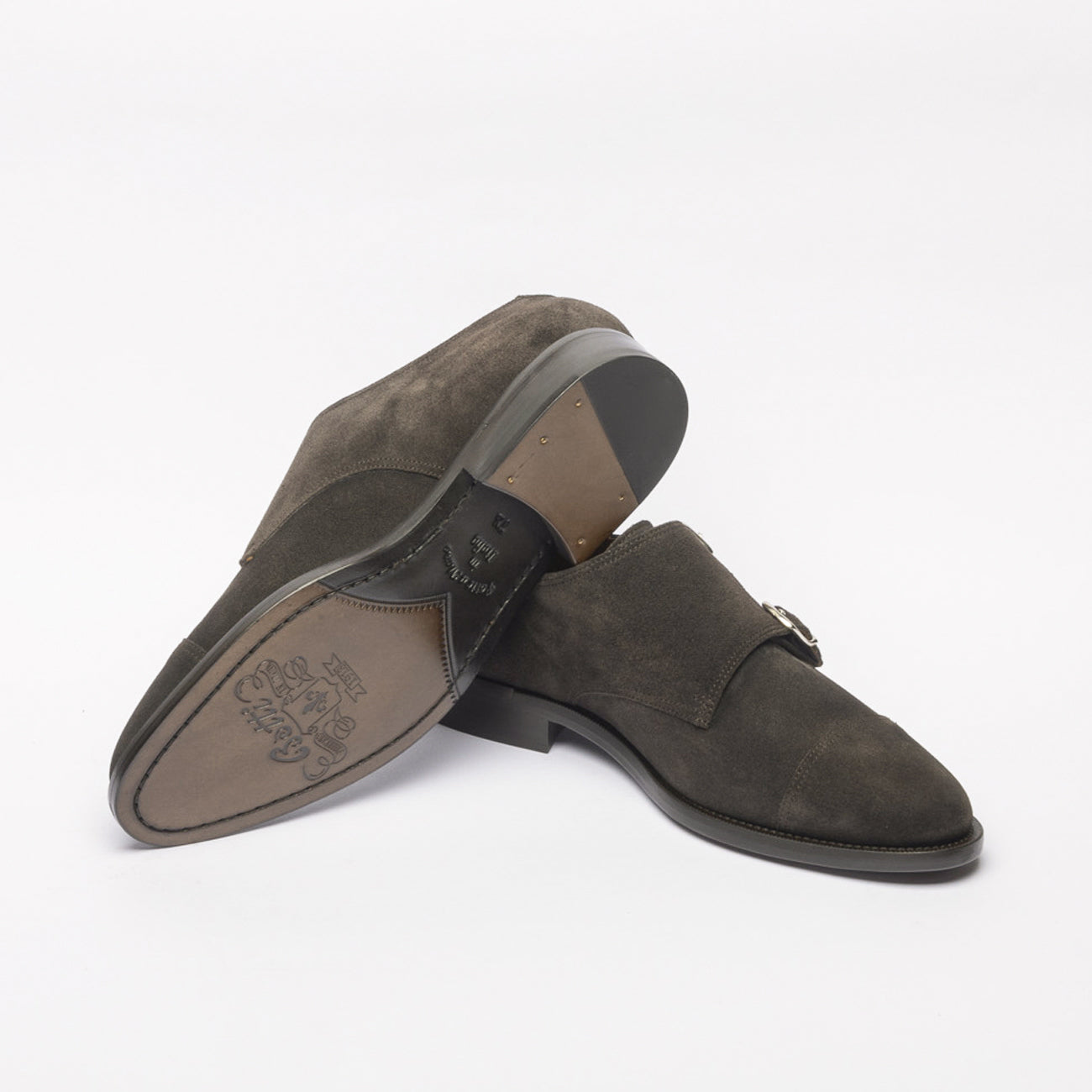 Doppia fibbia Botti 533 in camoscio marrone