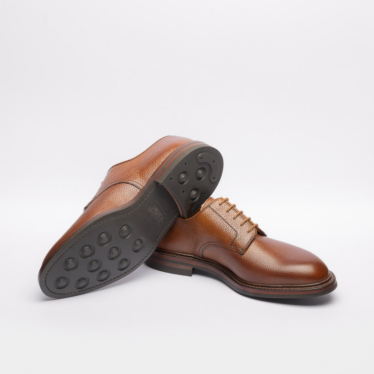 Stringata derby Crockett & Jones Grasmere in pelle martellata cuoio
