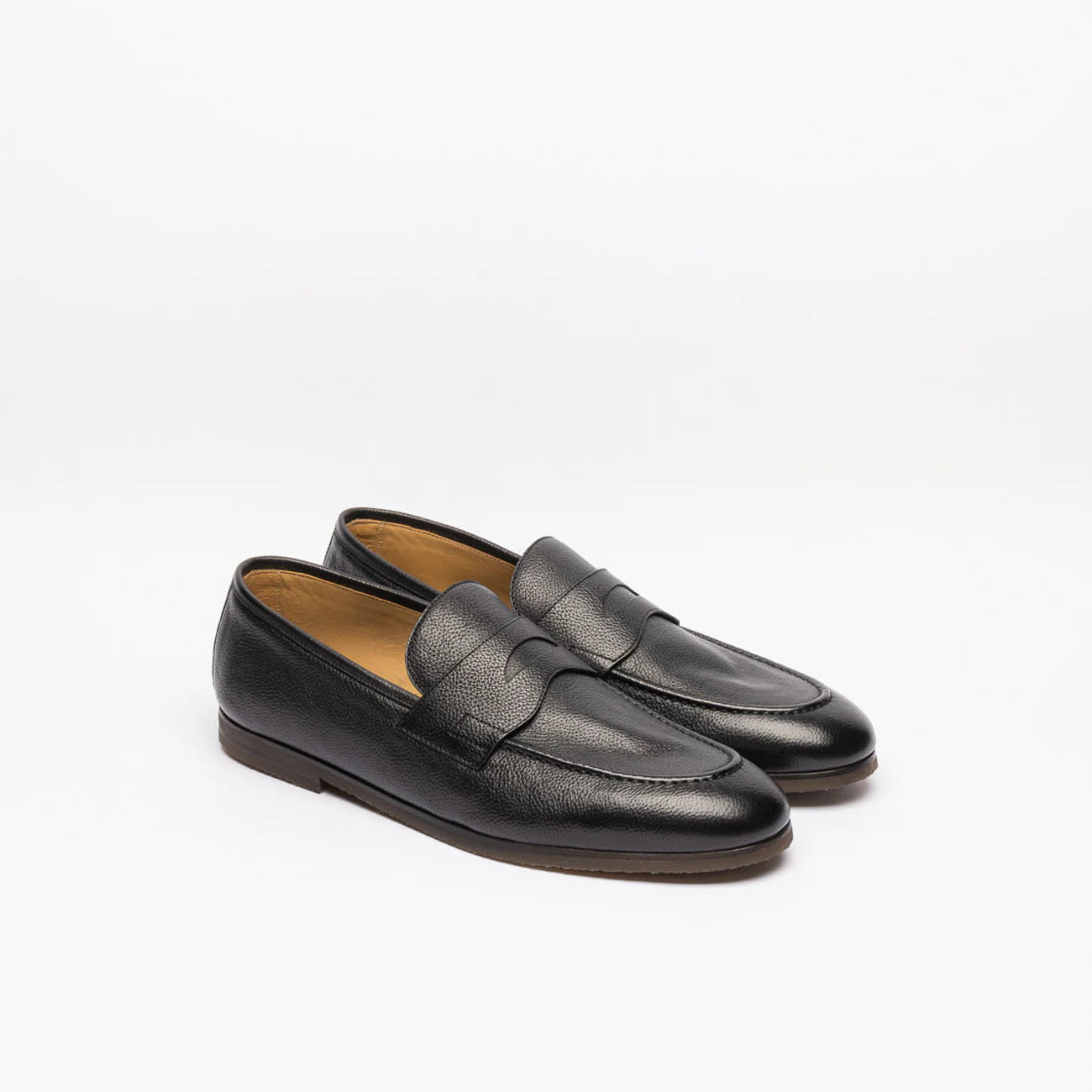 Mocassino penny Barrett 221U021 in pelle martellata nera