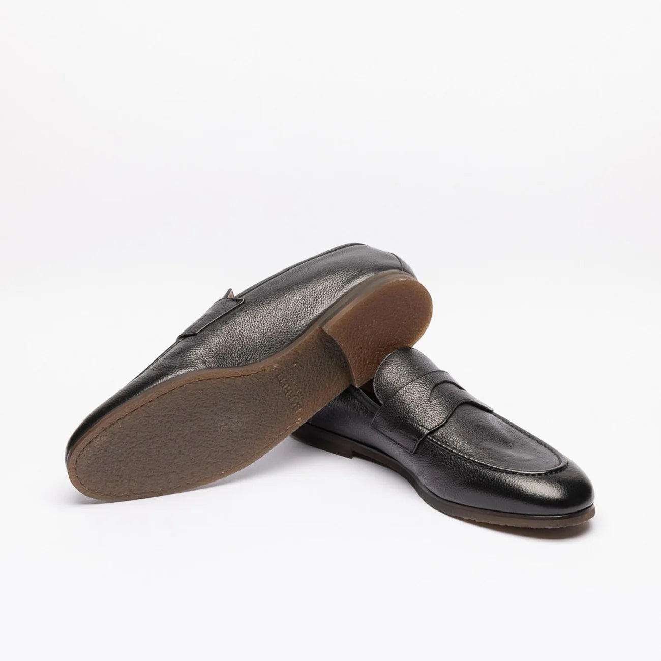 Mocassino penny Barrett 221U021 in pelle martellata nera