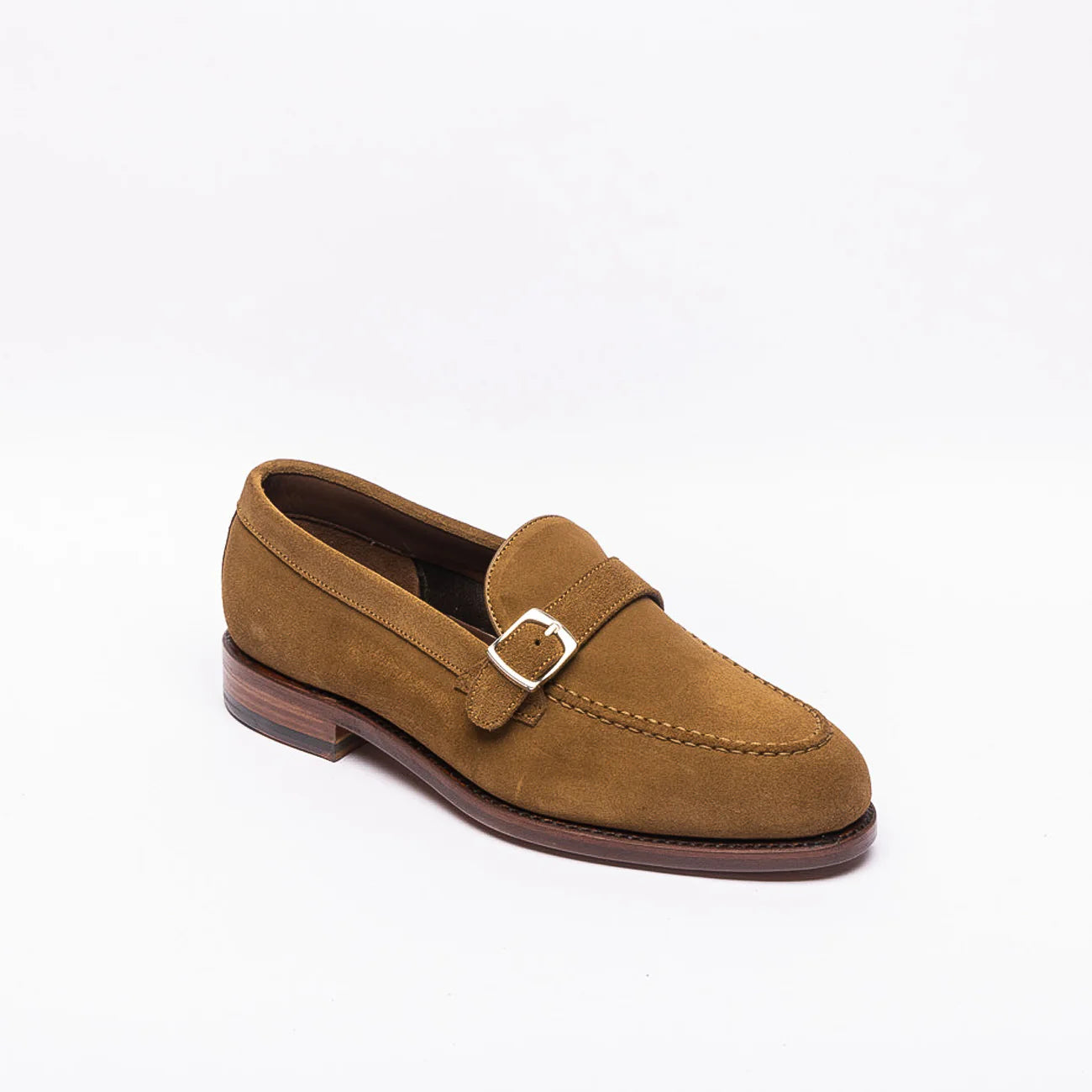 Berwick 5611 single buckle moccasin in beige suede
