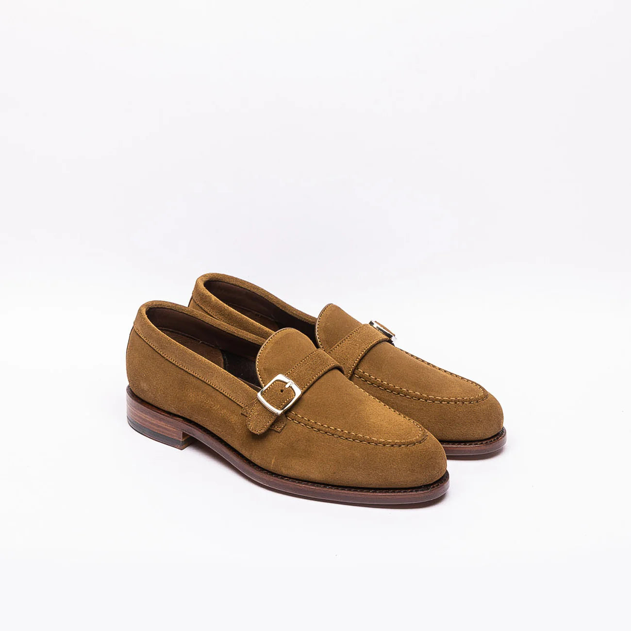 Berwick 5611 single buckle moccasin in beige suede