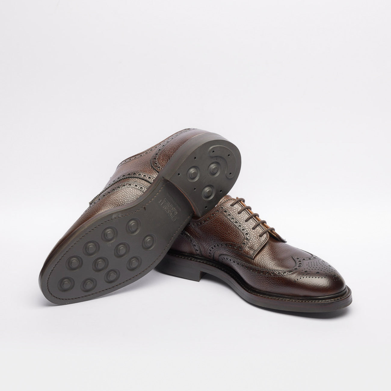 Stringata derby Crockett & Jones Pembroke in pelle martellata marrone