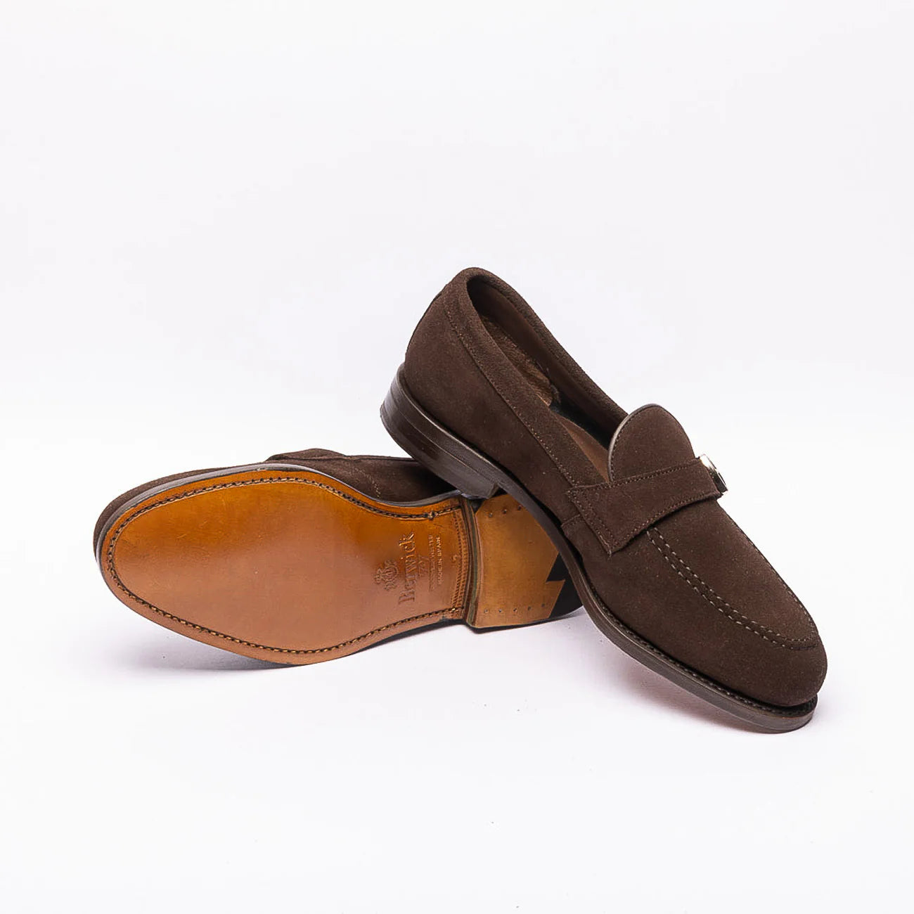 Berwick 5611 single buckle moccasin in brown suede