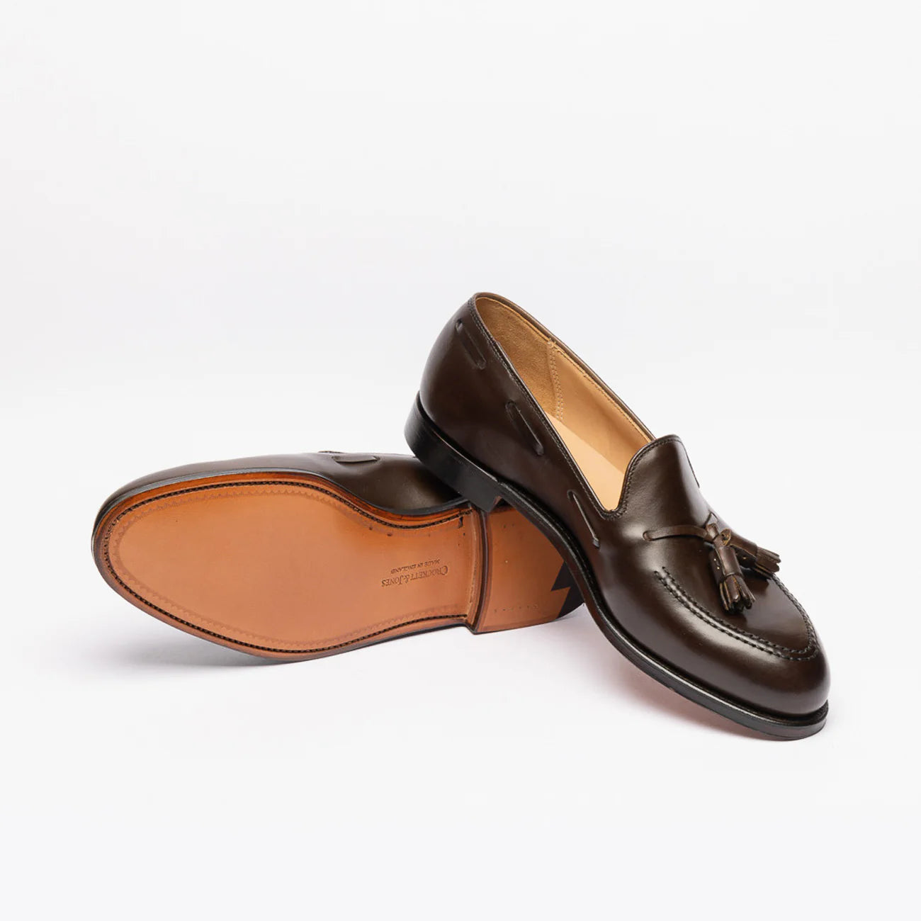 Crockett & Jones Cavendish 2 tasseled moccasin in brown leather (Coffee burnished)