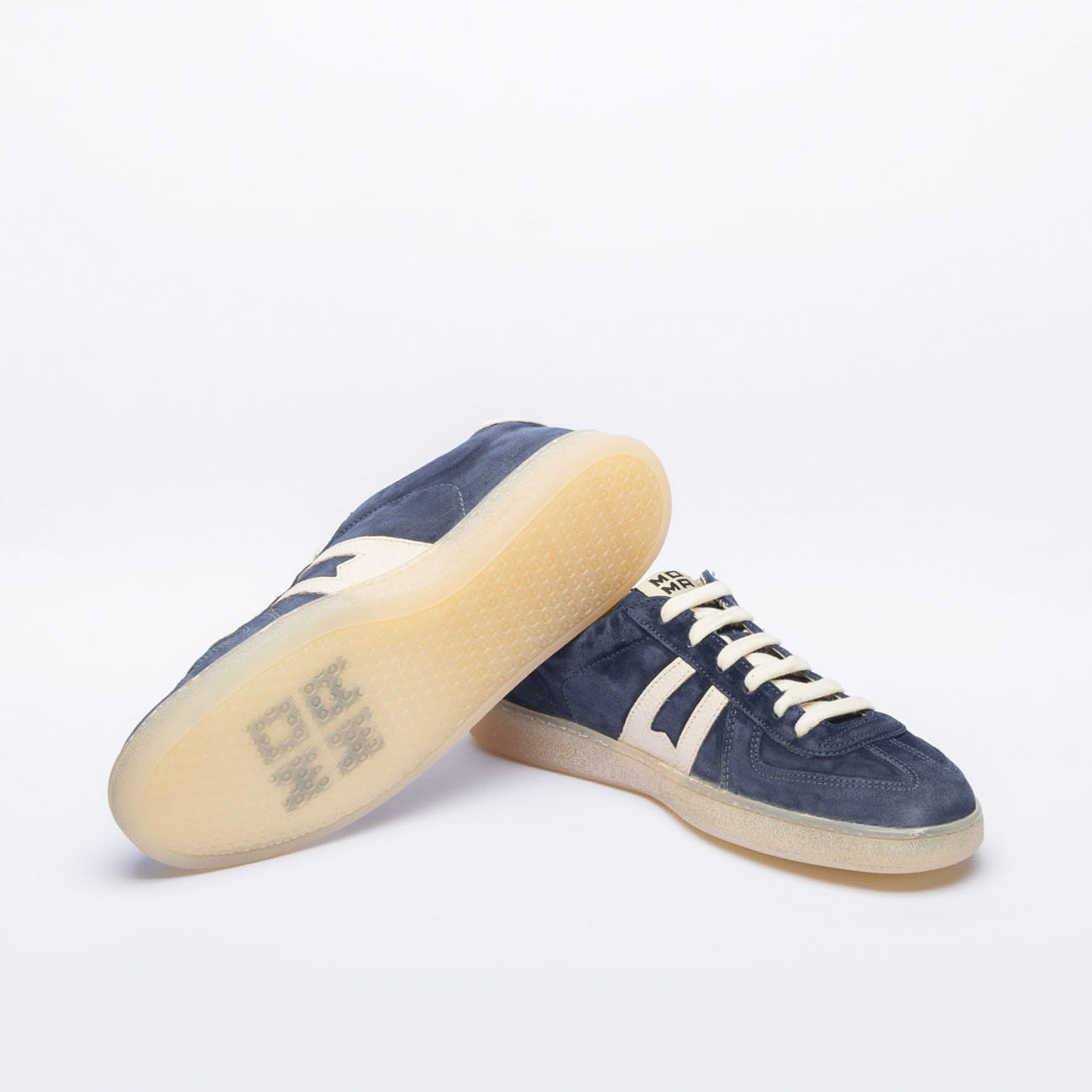 Moma Vulcano sneakers in blue suede with white logo