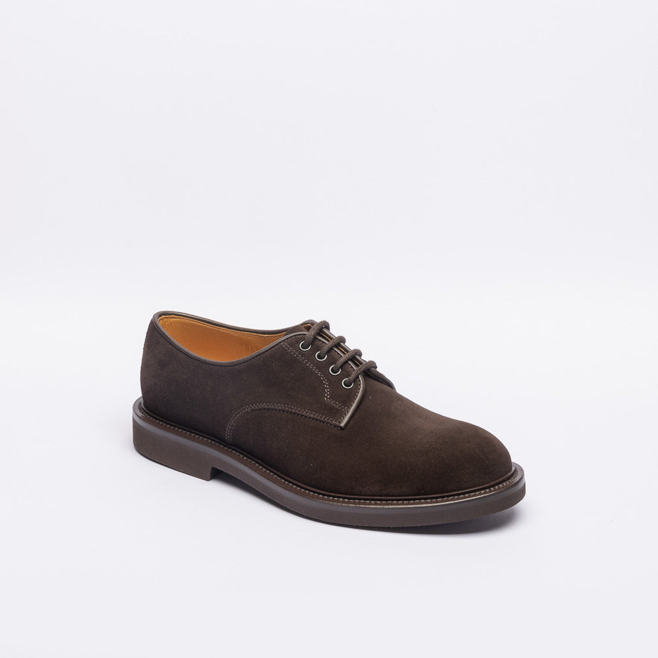 Stringata derby Borghini 470 in camoscio marrone (Suola in gomma)
