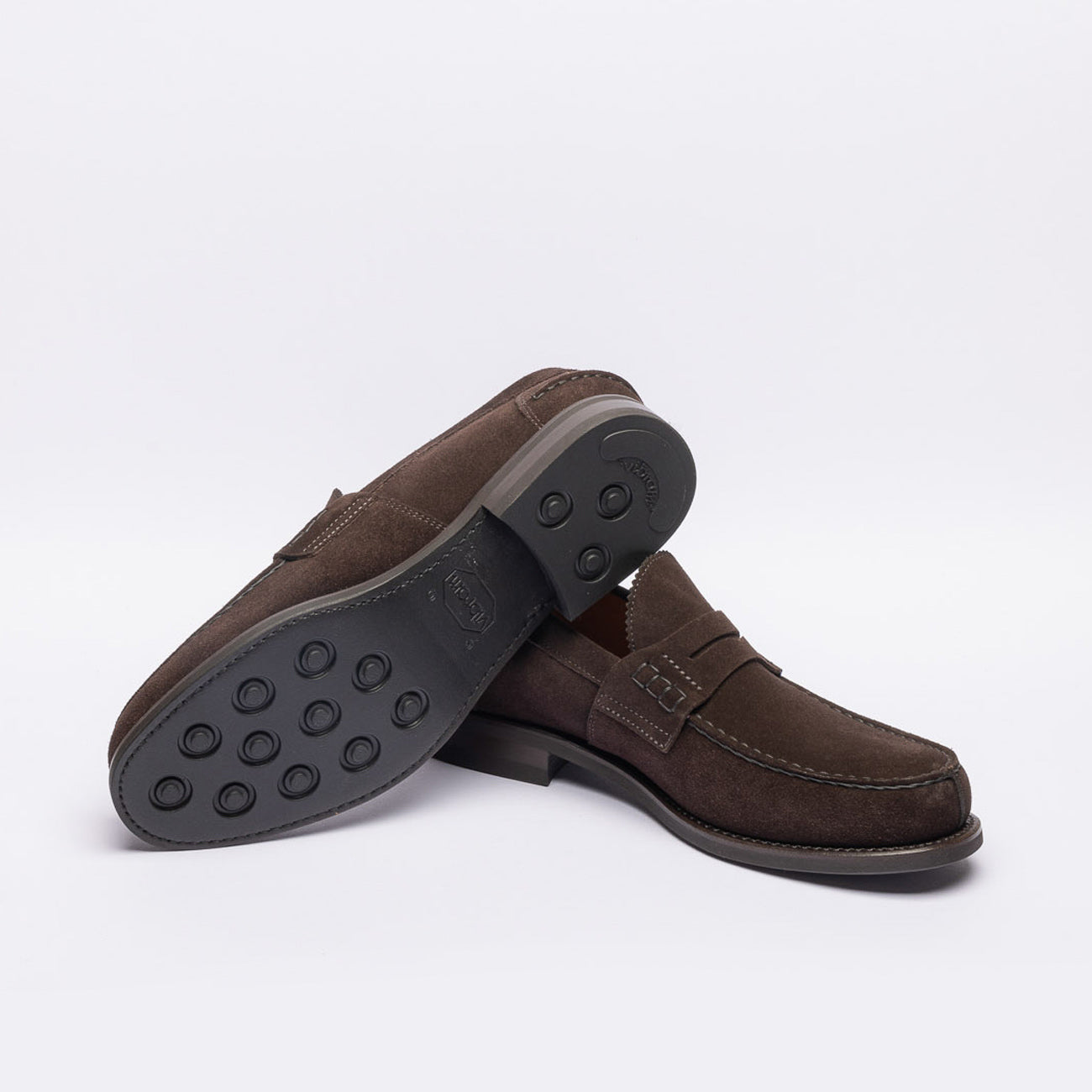 Mocassino penny Borghini 750 in camoscio marrone (Suola in gomma)