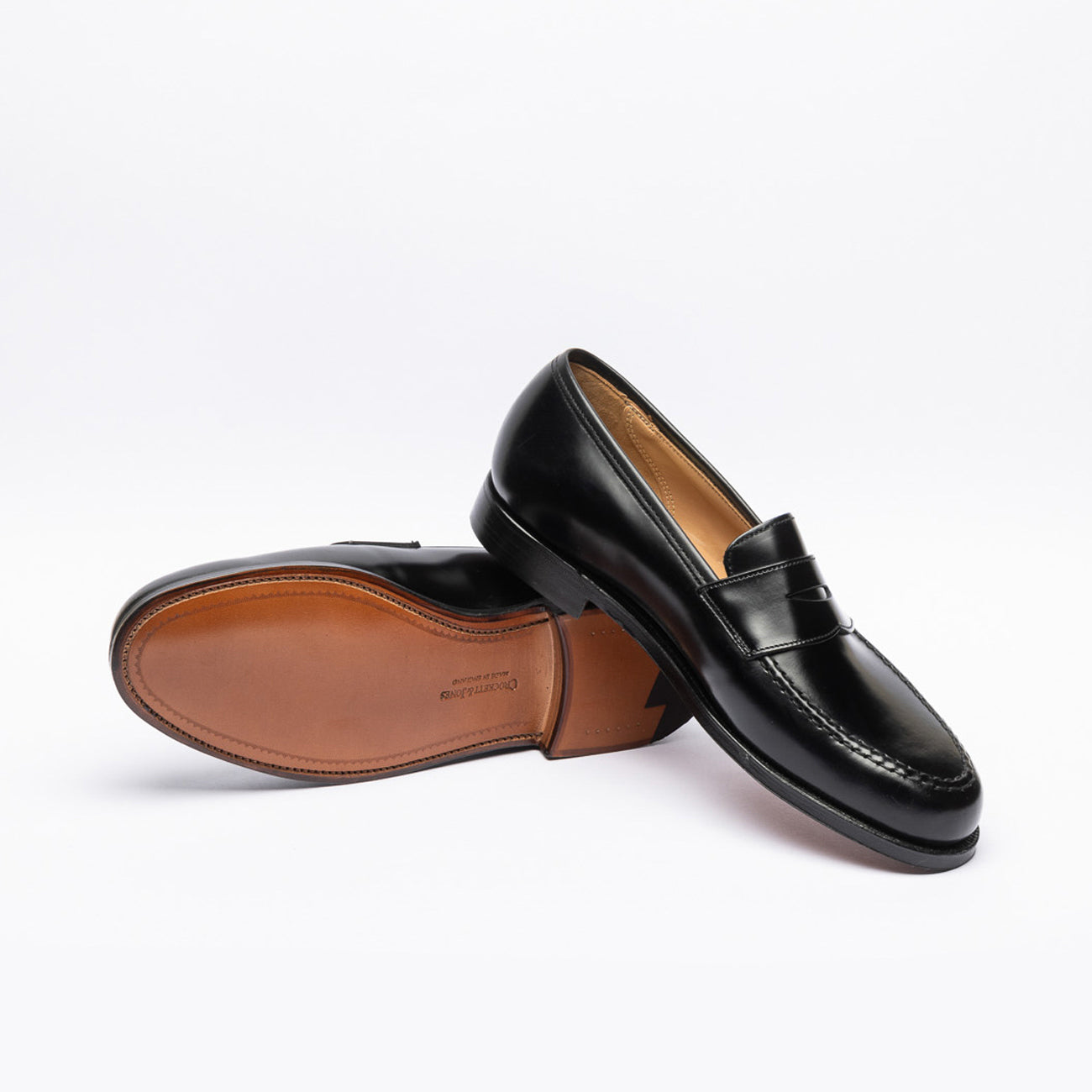 Crockett & Jones Boston penny loafer moccasin in black leather