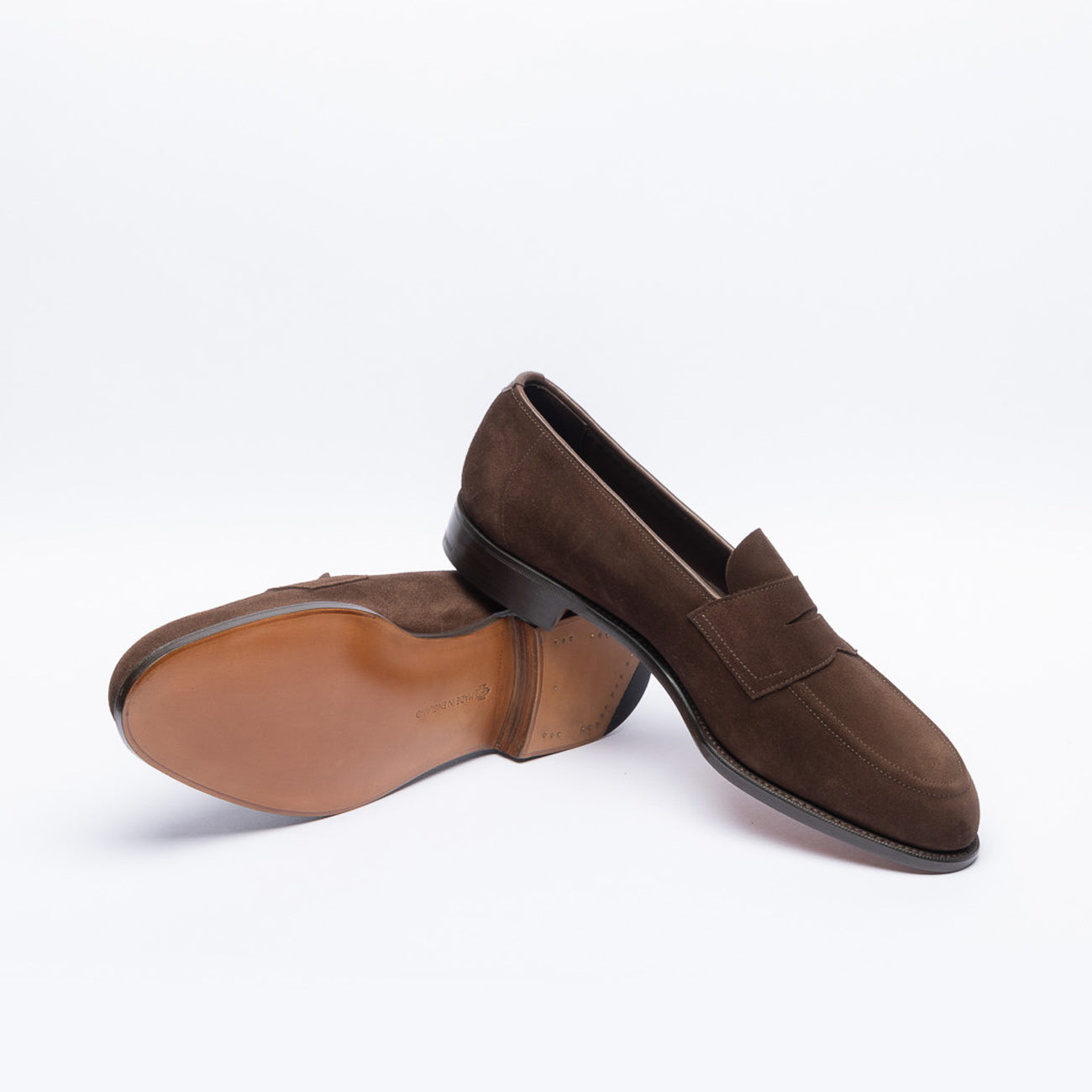 Mocassino penny Edward Green Piccadilly Unlined in camoscio marrone