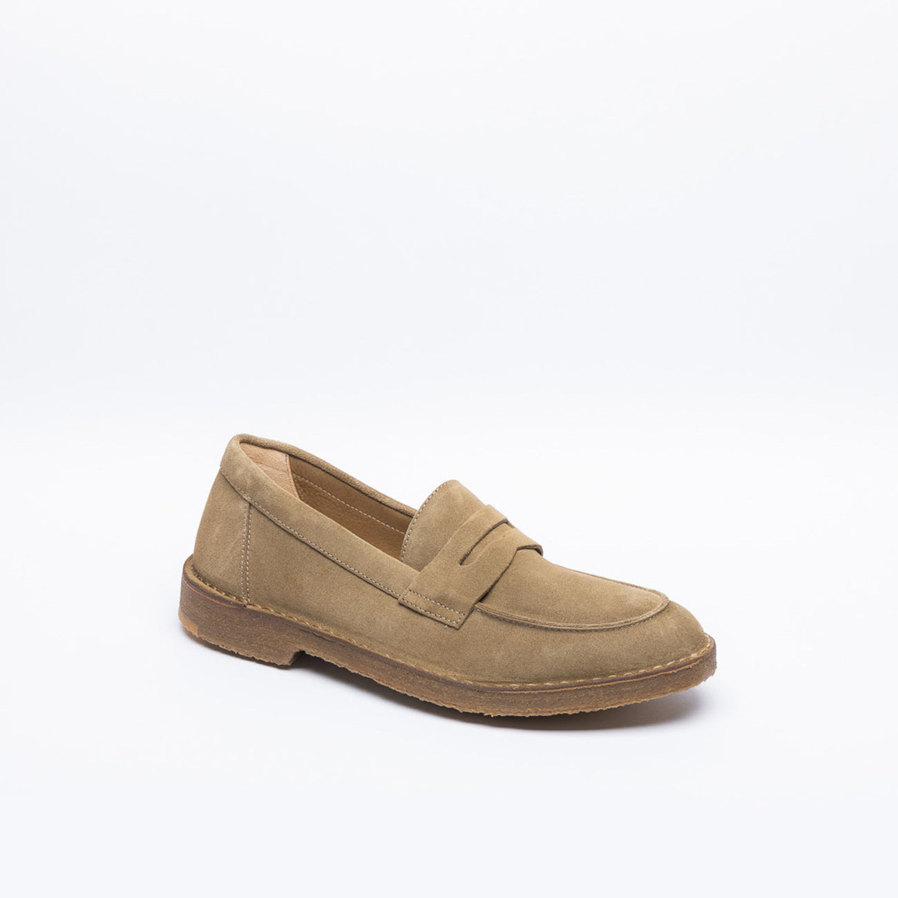 Mocassino penny Astorflex Sadelflex in camoscio beige chiaro