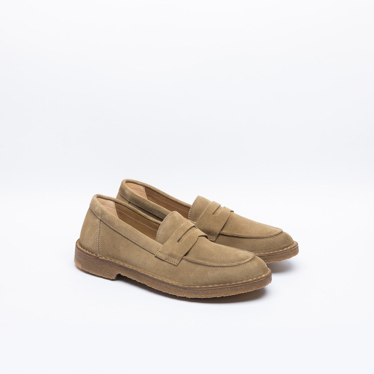 Mocassino penny Astorflex Sadelflex in camoscio beige chiaro