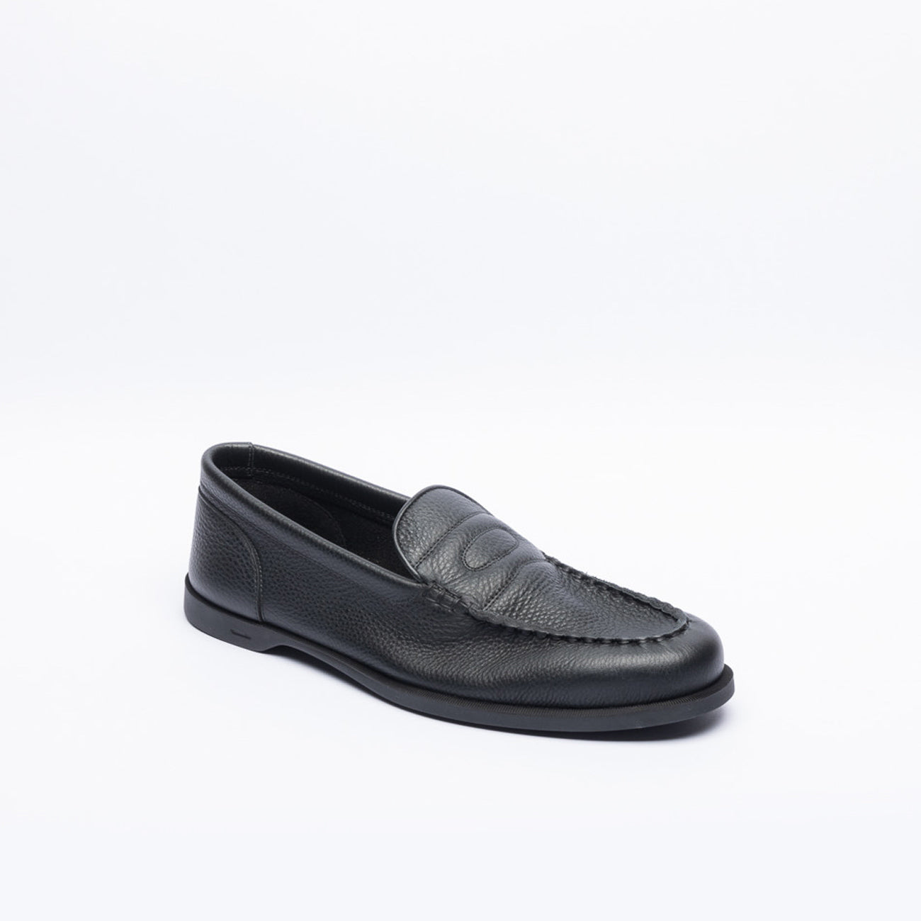 John Lobb Pace penny loafer in black grained leather