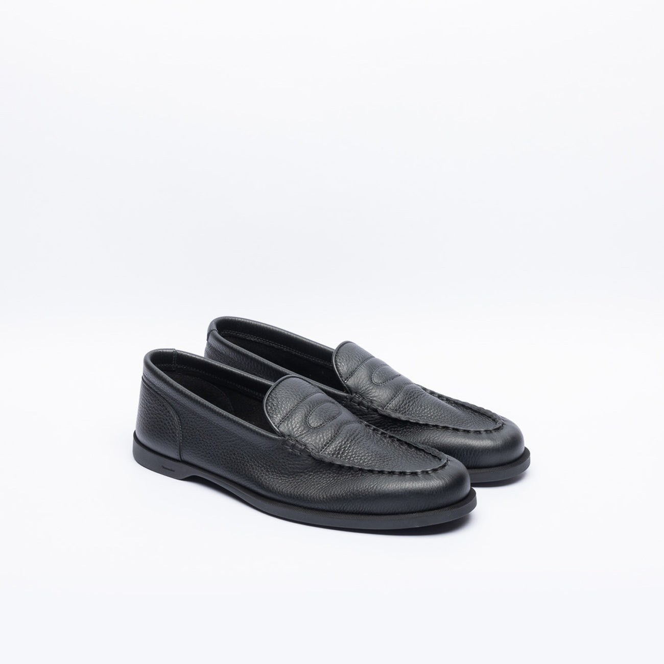 John Lobb Pace penny loafer in black grained leather