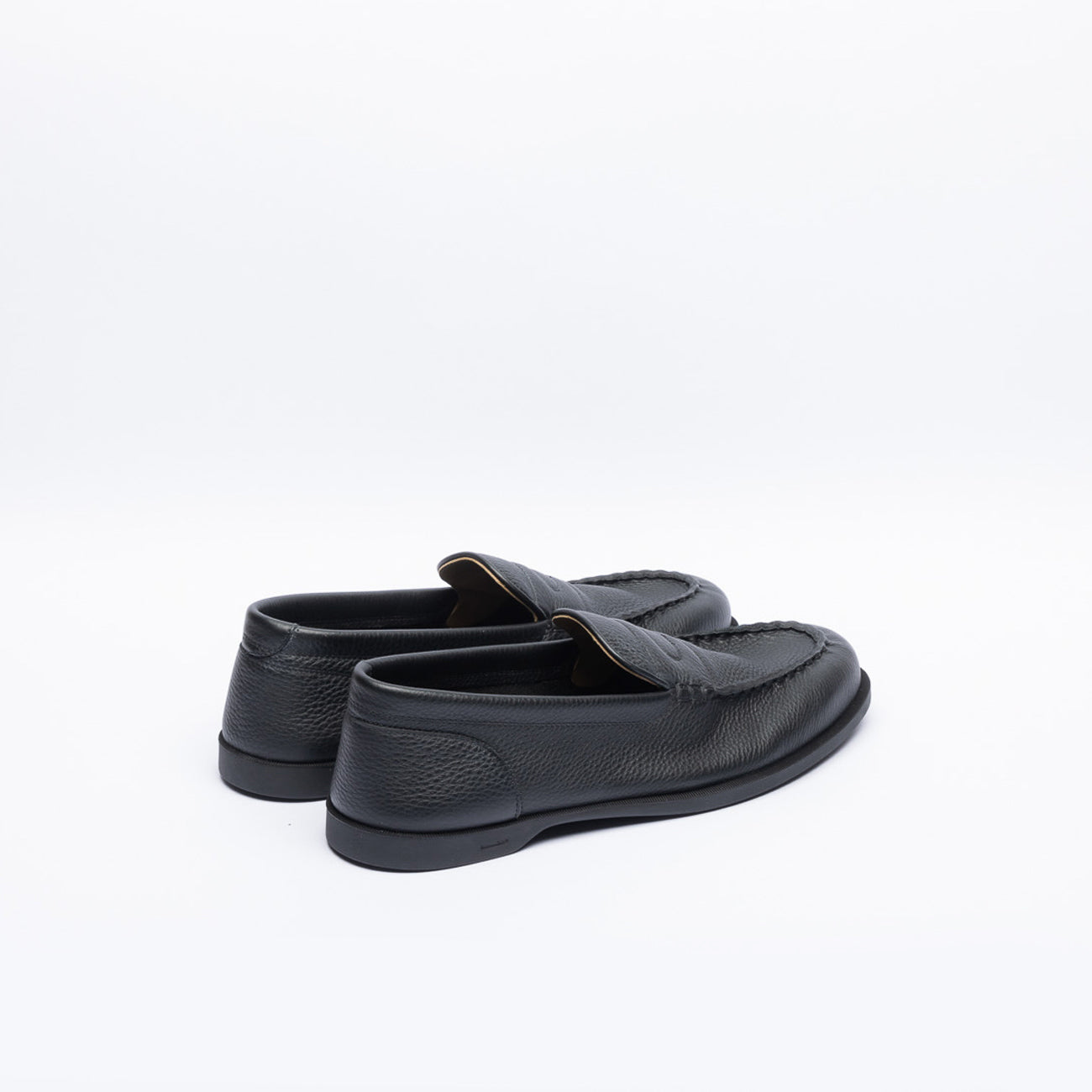 John Lobb Pace penny loafer in black grained leather