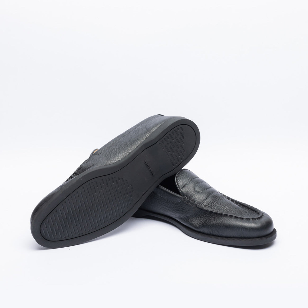 John Lobb Pace penny loafer in black grained leather