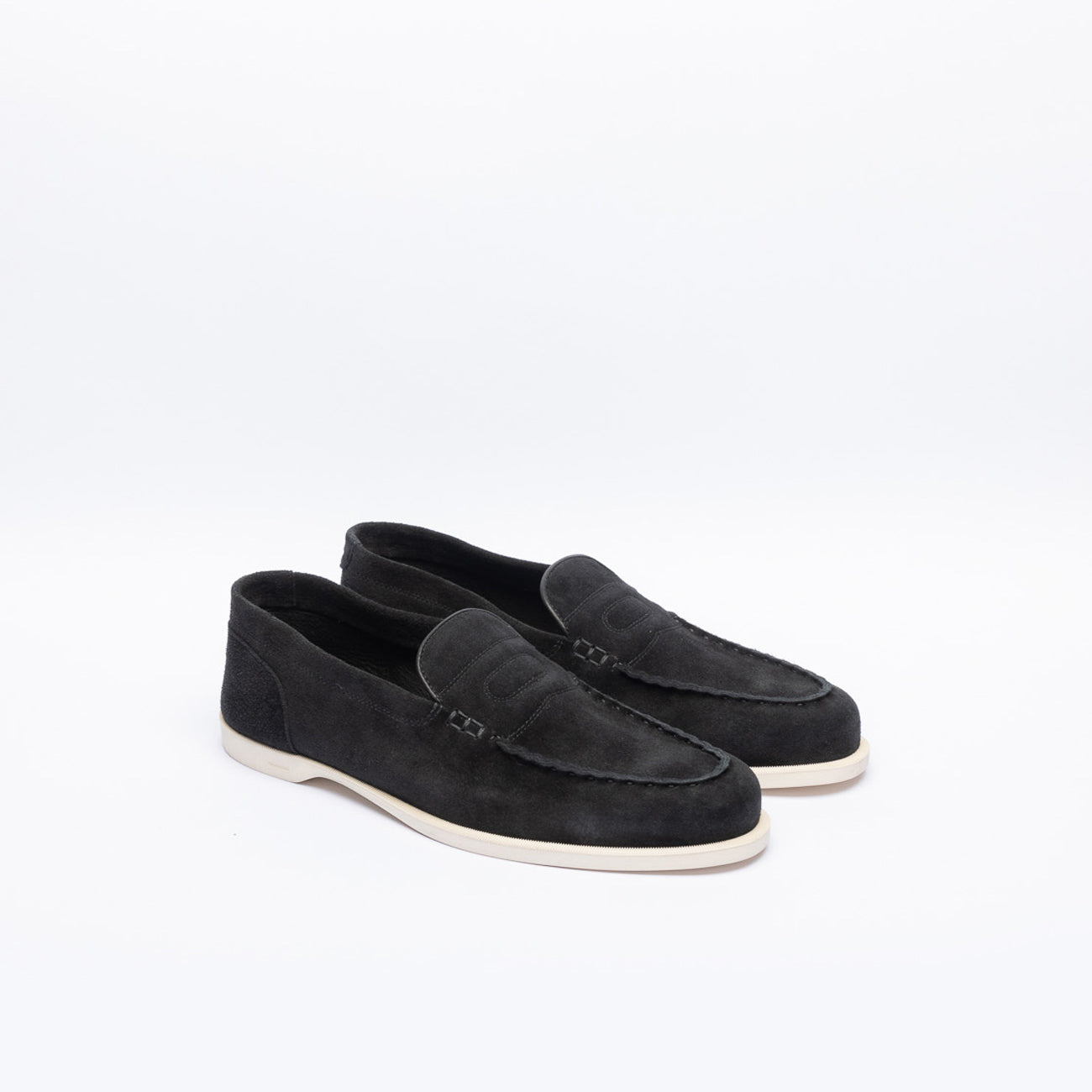 John Lobb Pace penny loafer in black suede