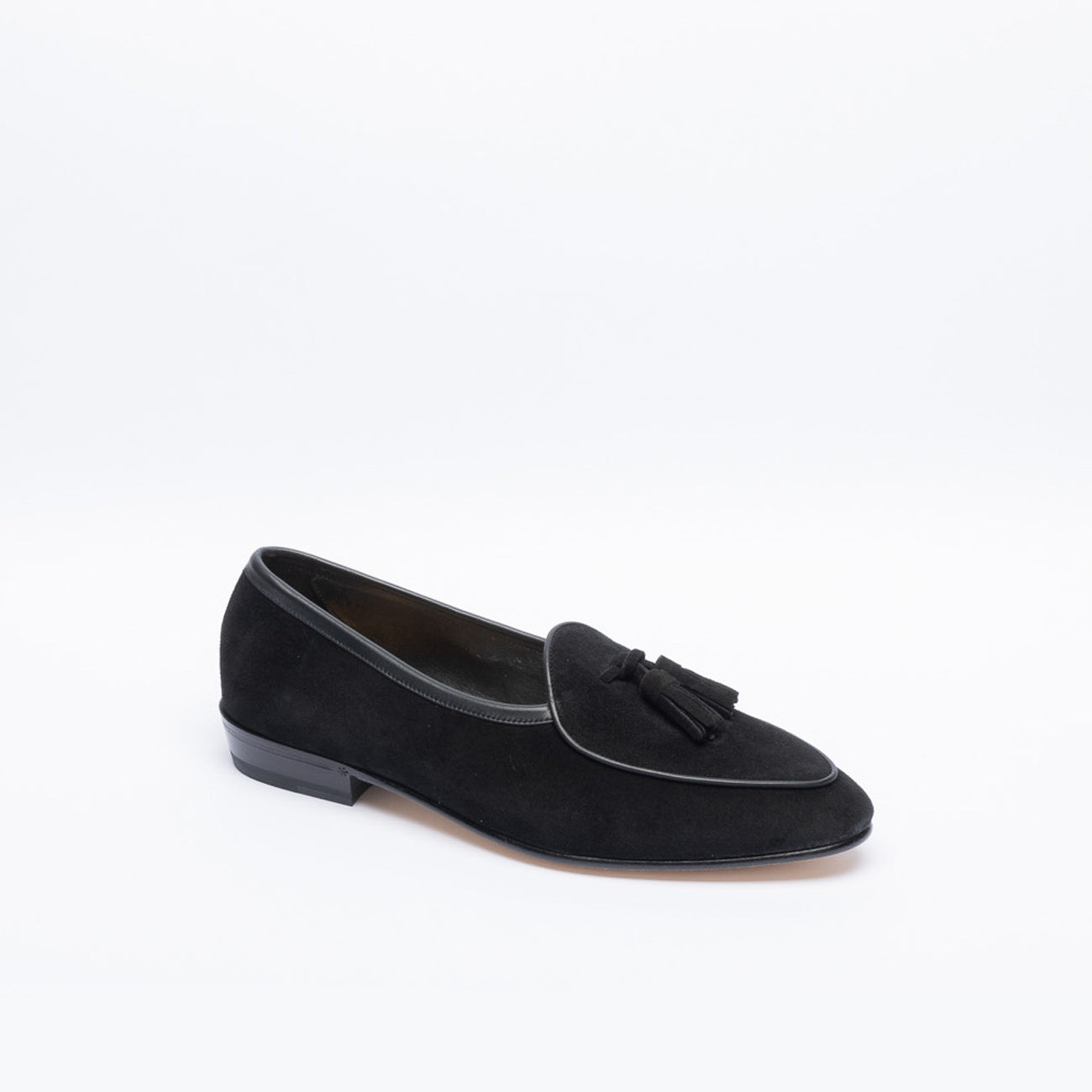 Mocassino con nappine Baudoin & Lange Sagan Classic in camoscio nero