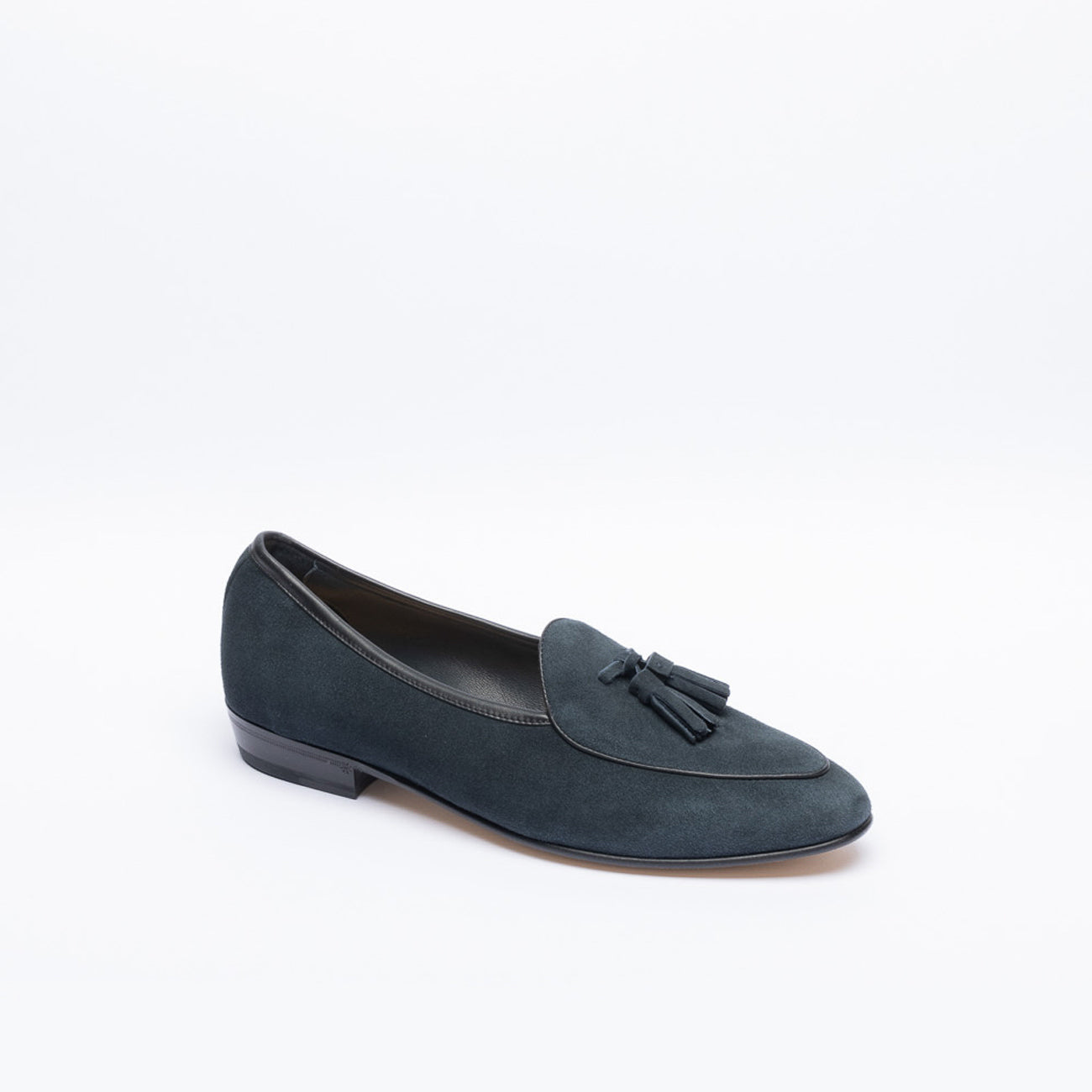 Mocassino con nappine Baudoin & Lange Sagan Classic in camoscio blu
