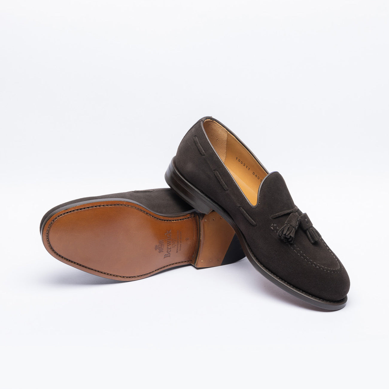 Berwick 8491 brown suede tasseled loafer (Dark Peat)