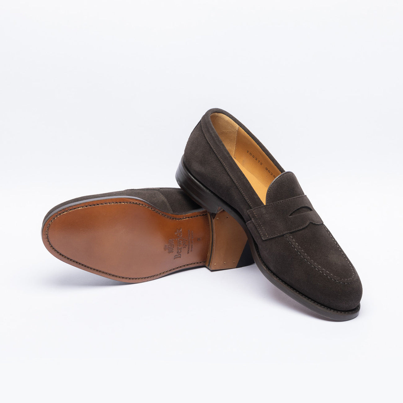 Berwick 9628 brown suede penny loafer (Dark Peat)