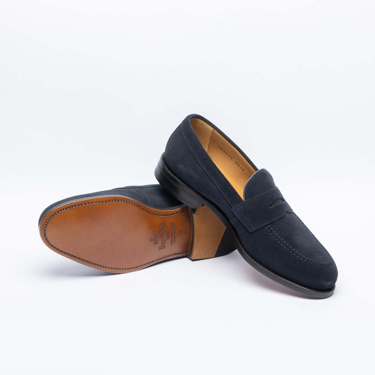 Berwick 9628 penny loafer in blue suede