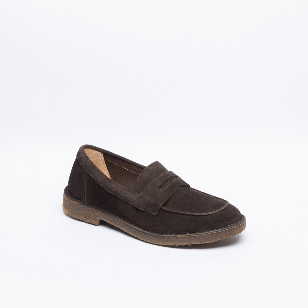 Astorflex Sadelflex penny loafer in brown suede