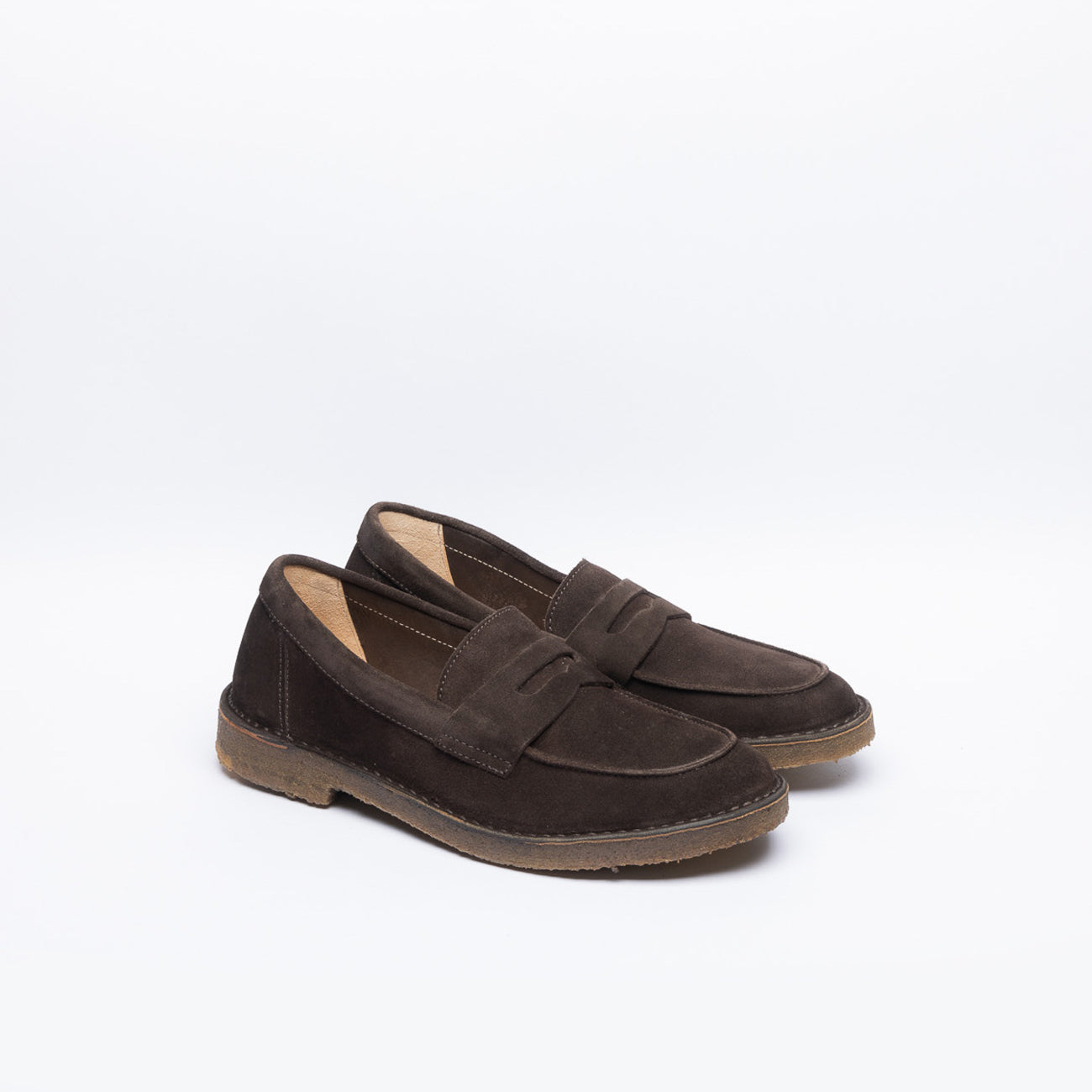 Astorflex Sadelflex penny loafer in brown suede
