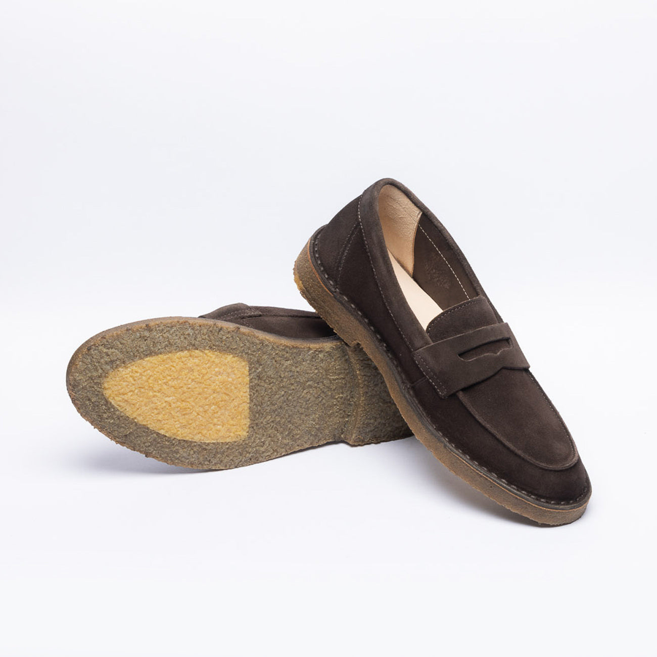 Astorflex Sadelflex penny loafer in brown suede