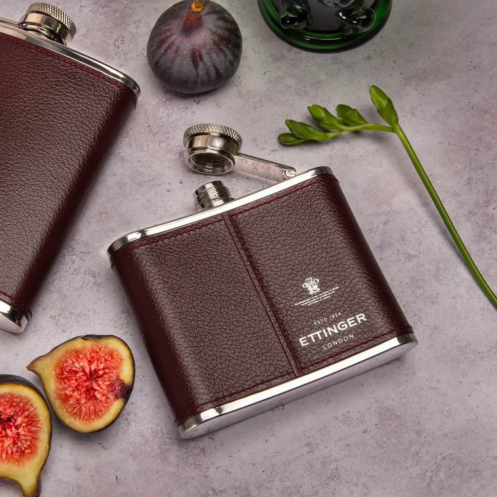 Fiaschetta Ettinger London in pelle martellata bordeaux (4oz)