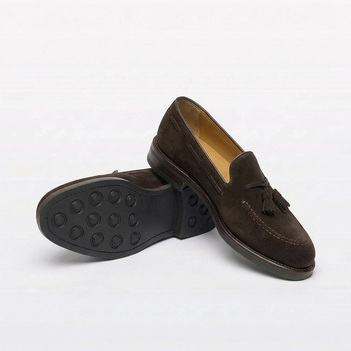 Mocassino con nappine Borghini GB03 in camoscio marrone (suola in Gomma)