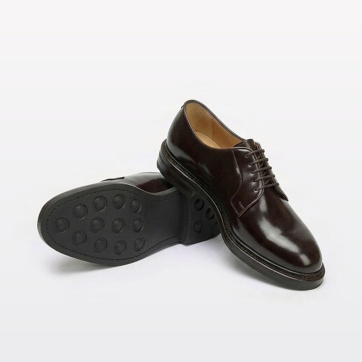 Stringata derby Borghini GB32 in pelle spazzolata marrone