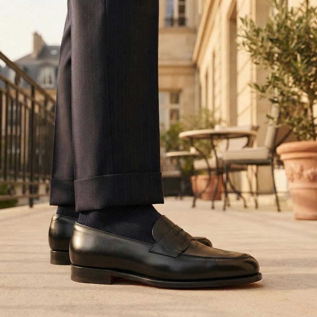 John Lobb Lopez penny loafer in black leather