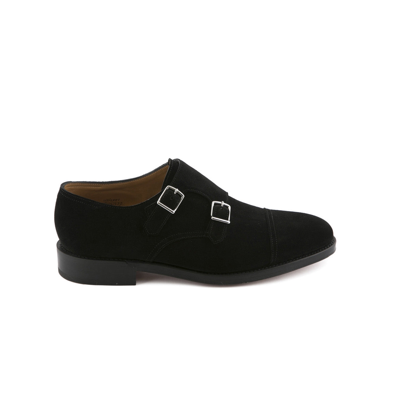 Scarpa John Lobb William fit F in camoscio nero con doppia fibbia