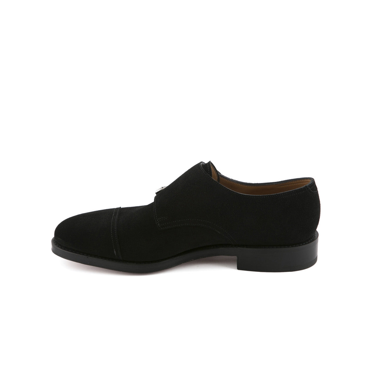 Scarpa John Lobb William fit F in camoscio nero con doppia fibbia