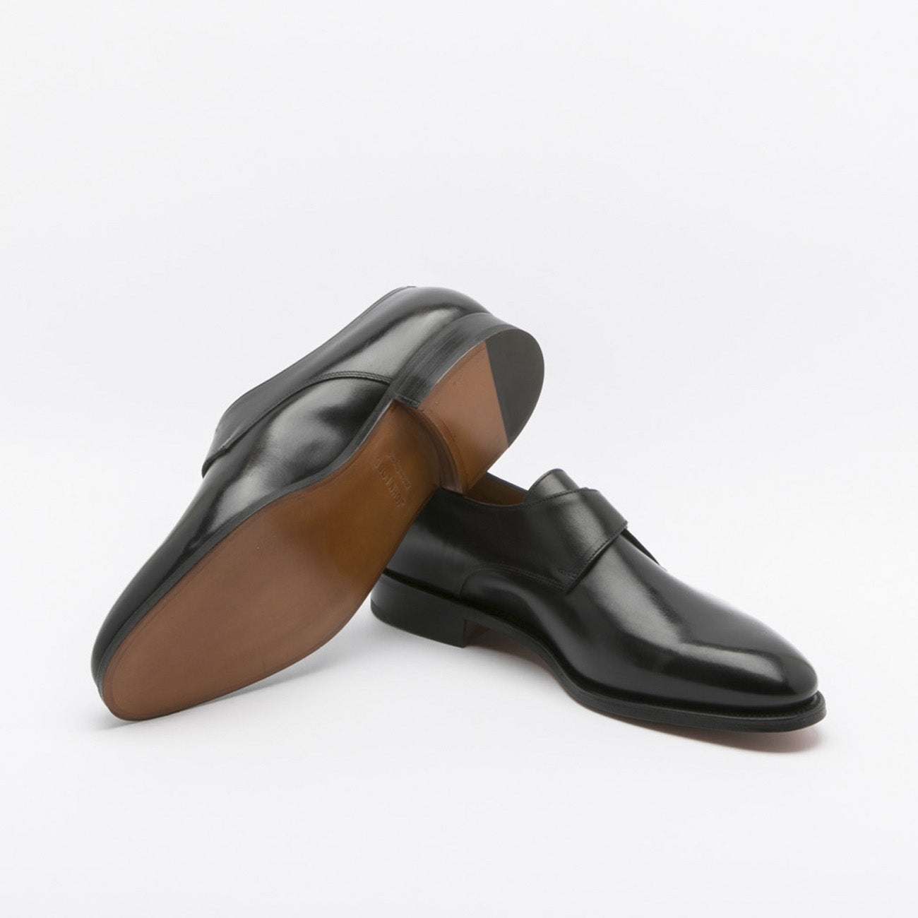 Scarpa John Lobb Ashill fit EE in pelle nera con fibbia