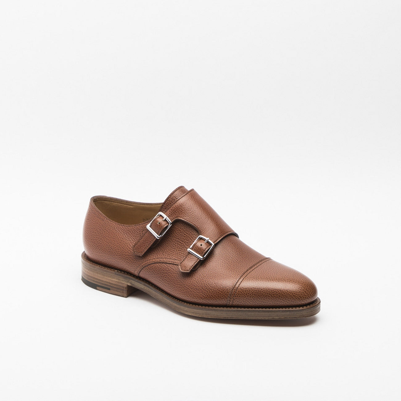 Scarpa John Lobb William II in pelle martellata cognac con doppia fibbia