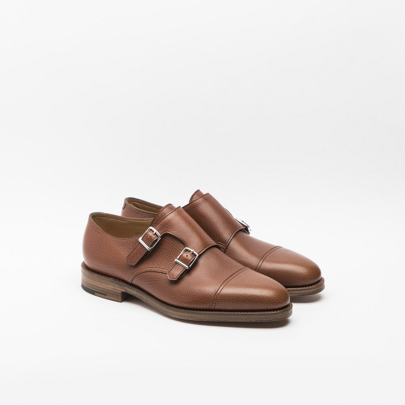 Scarpa John Lobb William II in pelle martellata cognac con doppia fibbia