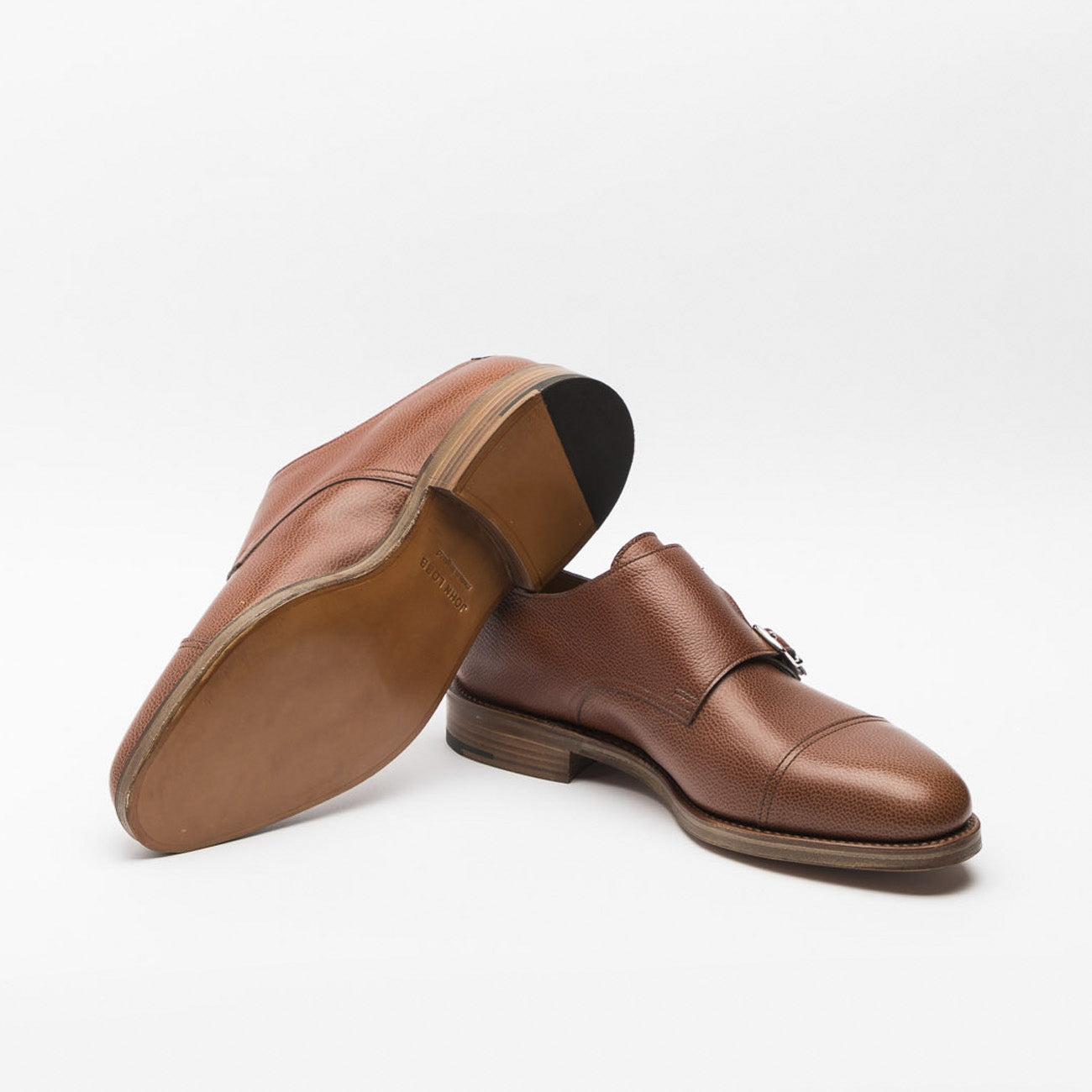 Scarpa John Lobb William II in pelle martellata cognac con doppia fibbia