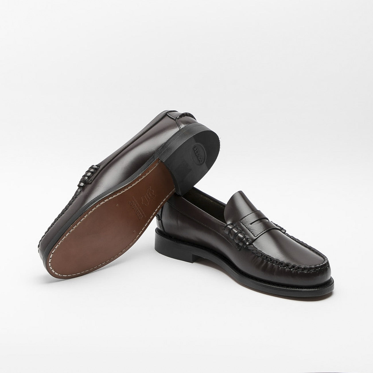 Mocassino Sebago Classic Penny Brushed in pelle marrone