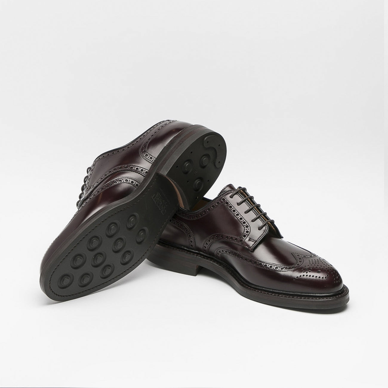 Scarpa stringata Crockett & Jones Pembroke in pelle cavalry rosso borgogna