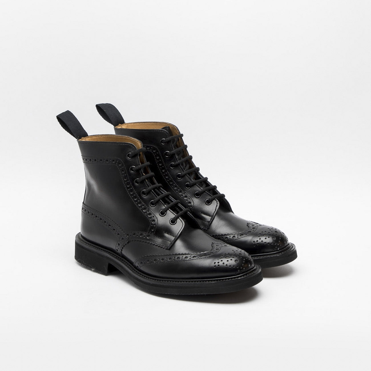 Polacco stringato Tricker's Stow in pelle nera