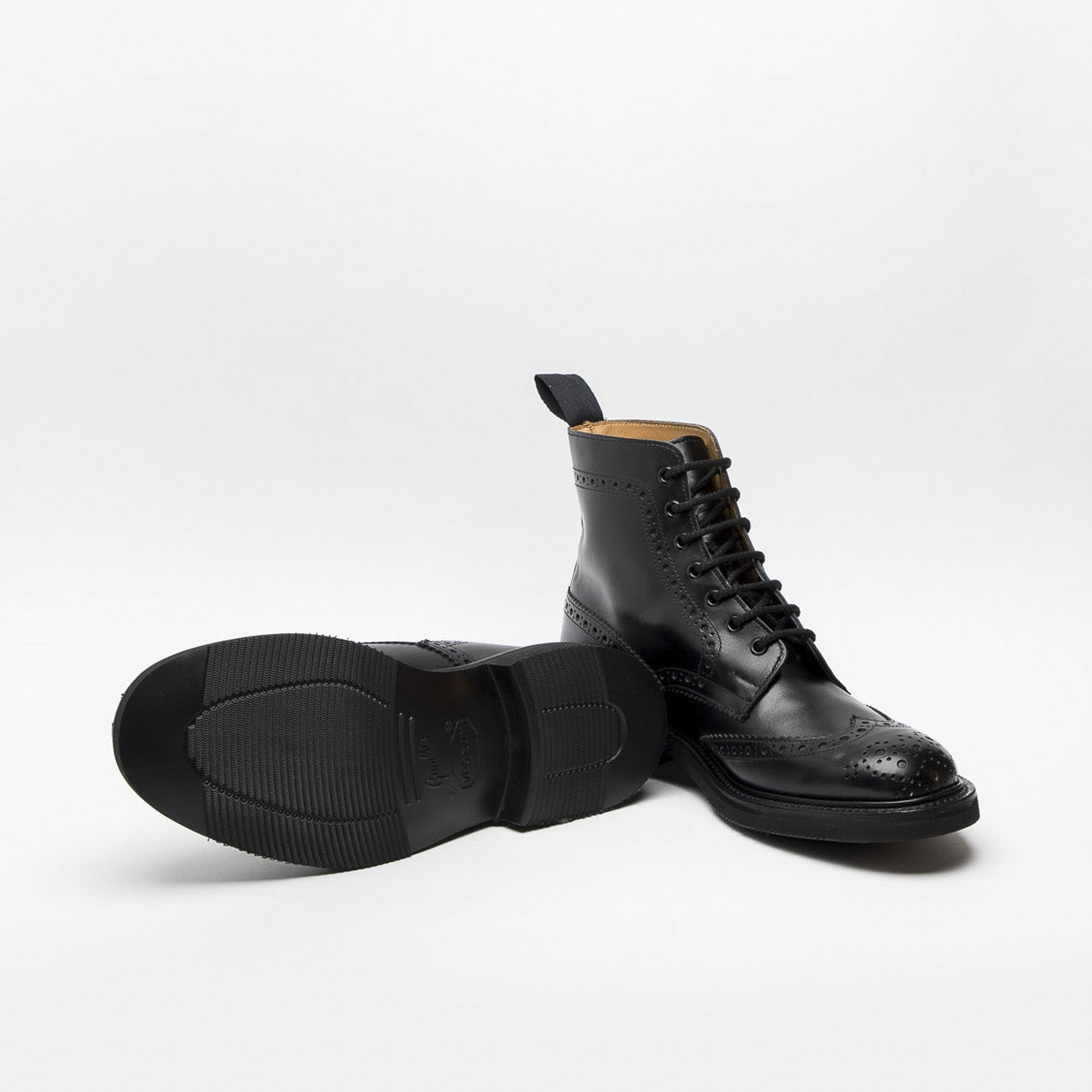 Polacco stringato Tricker's Stow in pelle nera