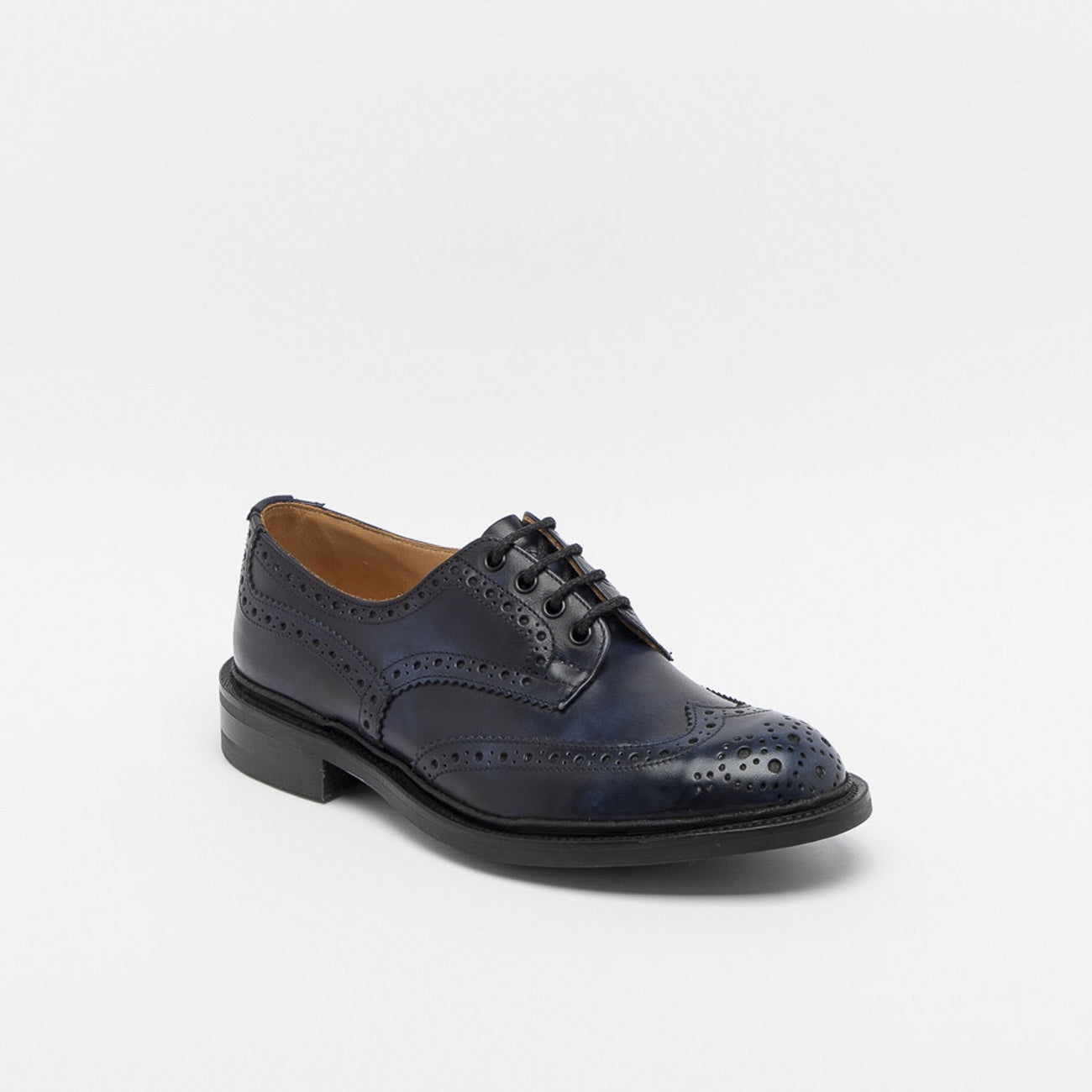 Scarpa stringata Tricker's Bourton in pelle blu fumè