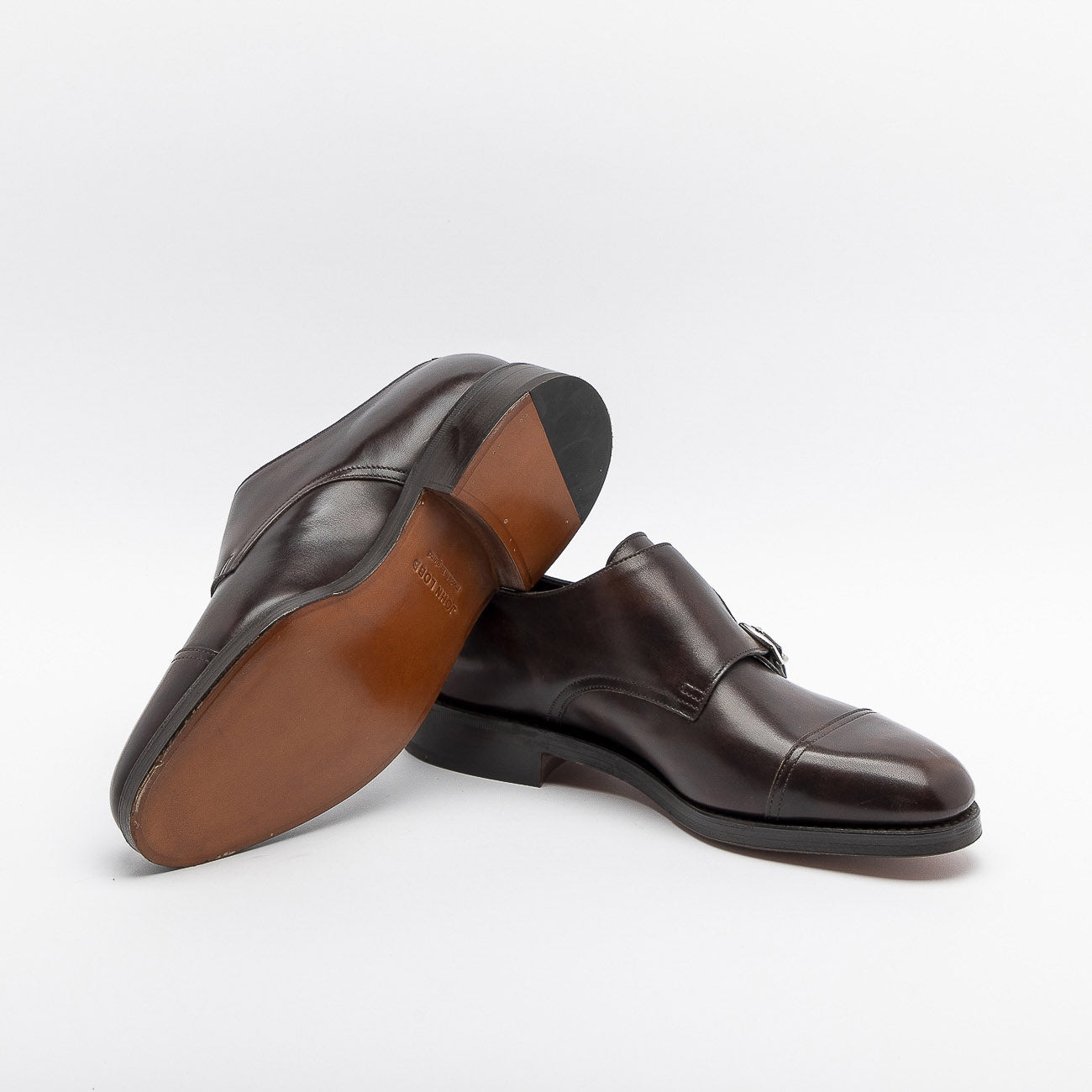 Scarpa con doppia fibbia John Lobb William F in pelle museum testa di moro