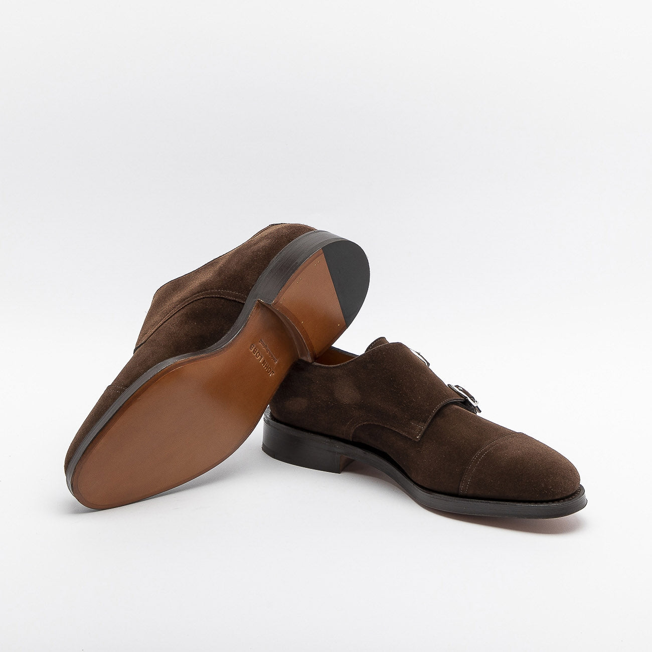 Scarpa con doppia fibbia John Lobb William in camoscio testa di moro