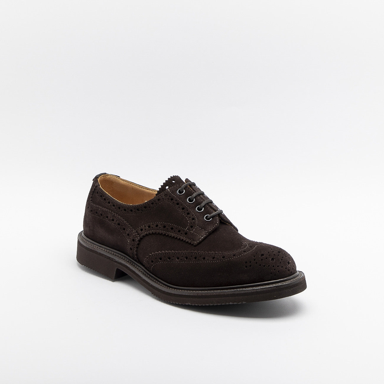 Scarpa stringata Tricker's Bourton in camoscio rovesciato caffè