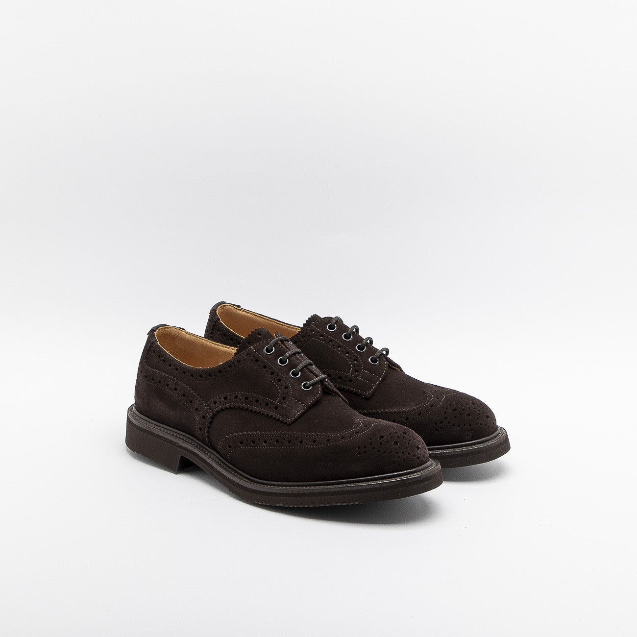 Scarpa stringata Tricker's Bourton in camoscio rovesciato caffè